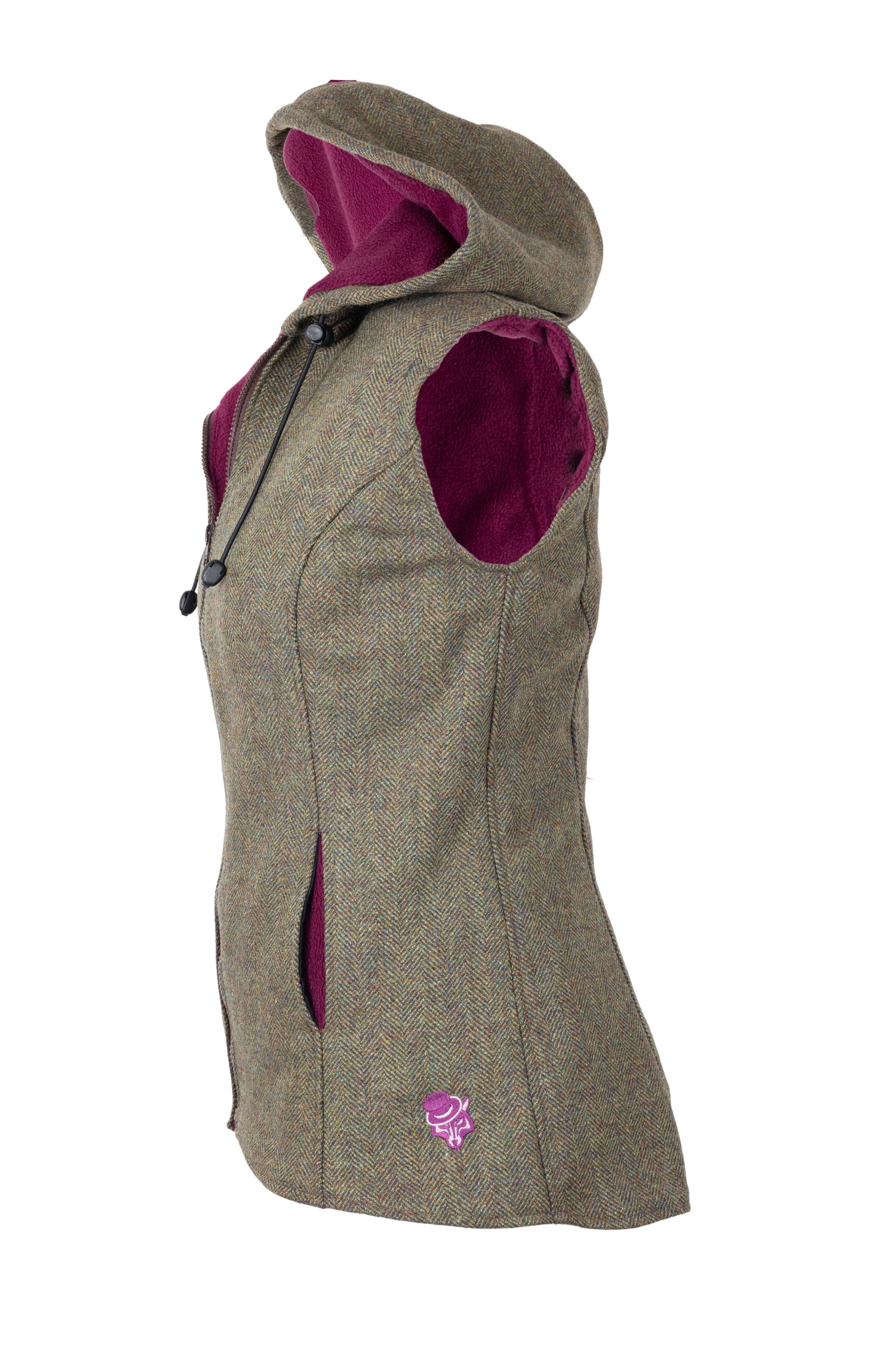 Plum hooded fitted gilet